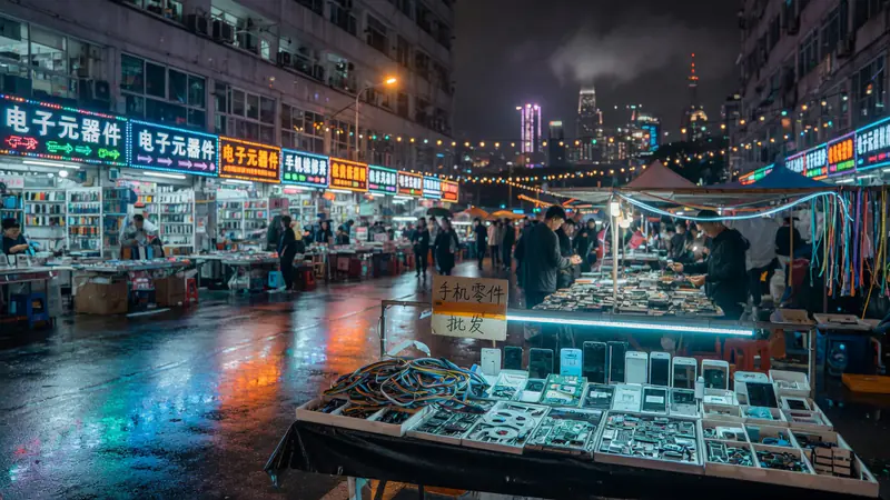Huaqiangbei electronics market at night, Shenzhen — Latest Byte China Innovation Tour